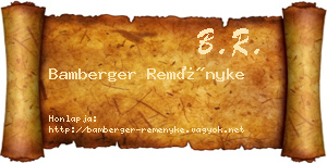 Bamberger Reményke névjegykártya